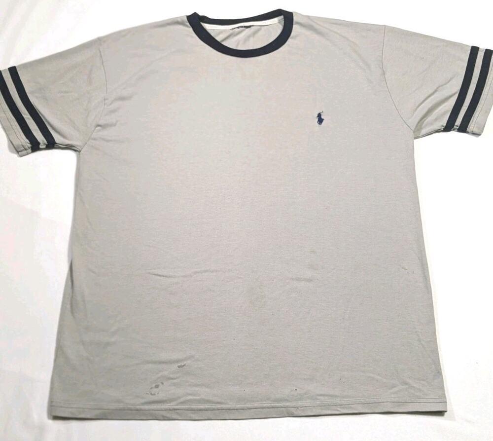 Vintage Ralph Lauren Polo Sport Ringer T Shirt 90s Mens M Y2k Stains Holes Rare